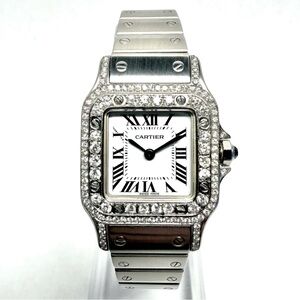 CARTIER Santos Galbee Quartz 24mm Steel 1.09TCW DIAMOND Watch NEW Model